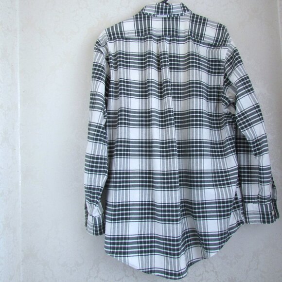 MEN'S COTTON SHIRT, M- L TALL, 16x34" LONG SLEEVED BLACK WHITE PLAID BD BAGGIES - Picture 3 of 7